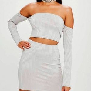Carli Bybel x Missguided Gray Bardot Crop Top